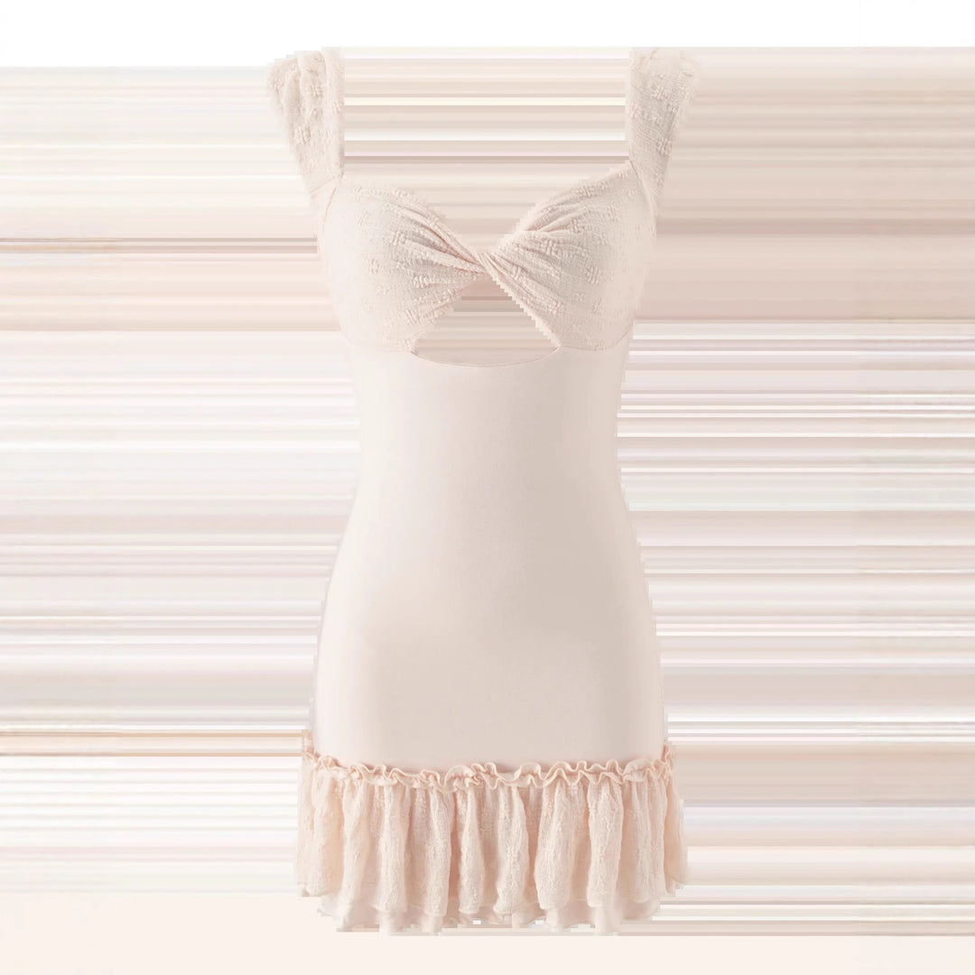 Damen Minikleid mit figurbetontem Schnitt und Rüschensaum Drune
