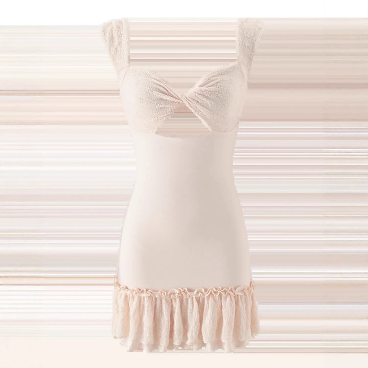 Damen Minikleid mit figurbetontem Schnitt und Rüschensaum Drune