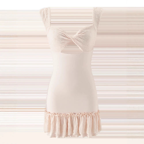 Damen Minikleid mit figurbetontem Schnitt und Rüschensaum Drune
