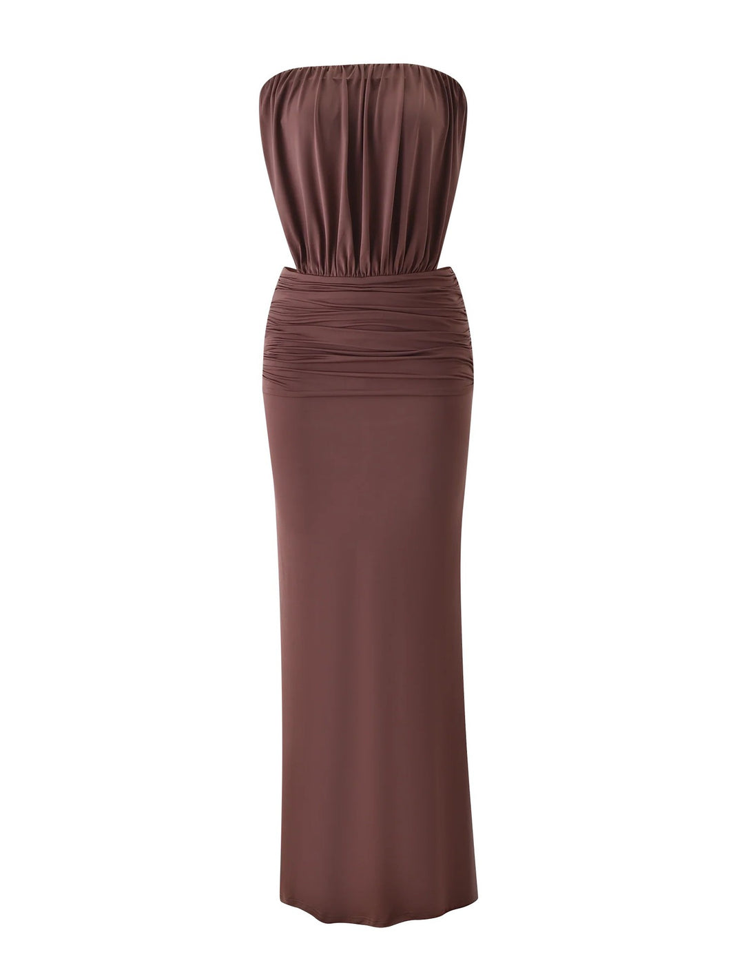 Damen Langes, figurbetontes Maxikleid mit gerafftem Oberteil Drune