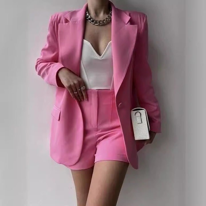 Damen Blazer-Anzug mit ärmellosem Oberteil und Shorts Drune