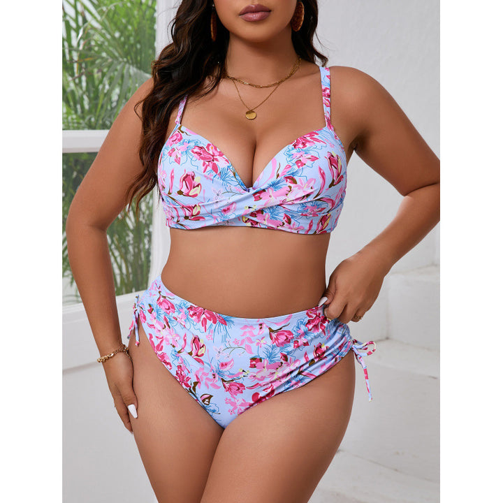 Damen Bikini-Set mit floralem Wickeloberteil und hochgeschnittenem Slip Drune