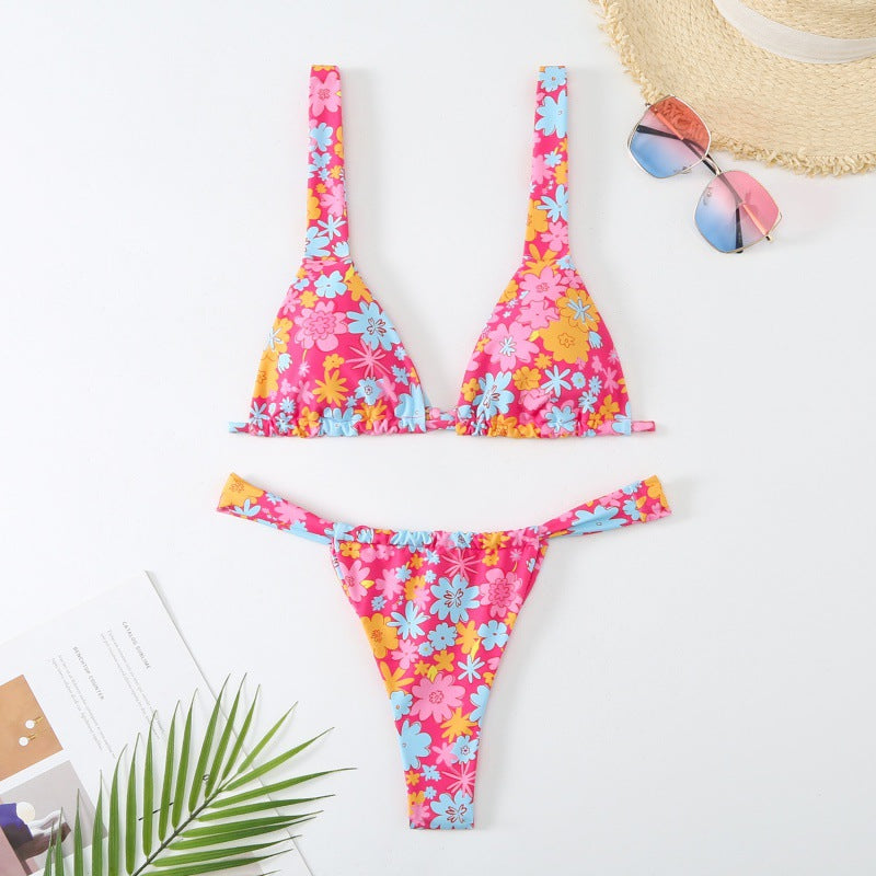 Damen wunderschöner Bikini mit floralen Mustern Drune