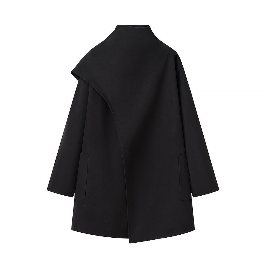 Damen Modische Überjacke mit asymmetrischem Schnitt und praktischen Taschen Drune