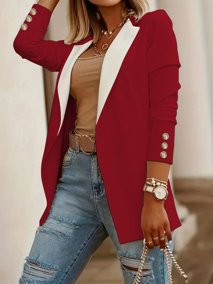 Damen Eleganter Blazer mit kontrastierenden Einsätzen Drune