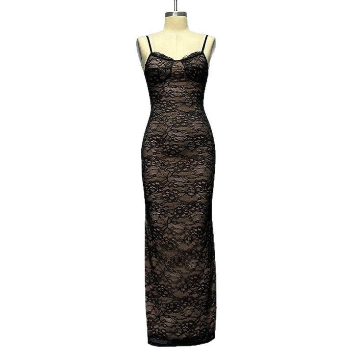 Damen Spitzenmaxikleid mit verführerischem Lingerie-Look und elegantem Akzent Drune