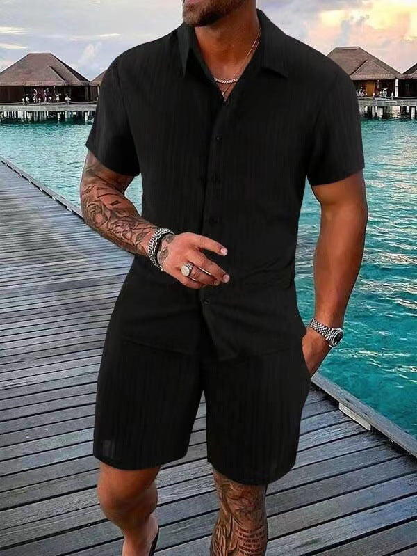 Herren atmungsaktives Sport-Set mit Kurzarm-Hemd und Shorts Drune