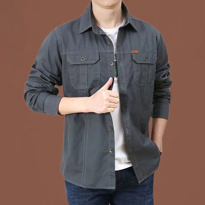 Herren nan robustes Baumwoll-Twill Fieldhemd mit aufgesetzten Klappbrusttaschen und markanten Nahtdetails Drune