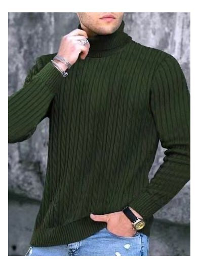 Herren Pullover mit hohem Kragen und strukturiertem Zopfmuster Drune