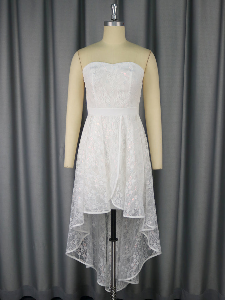Damen Elegantes Hochzeitskleid mit asymmetrischem Saum Drune