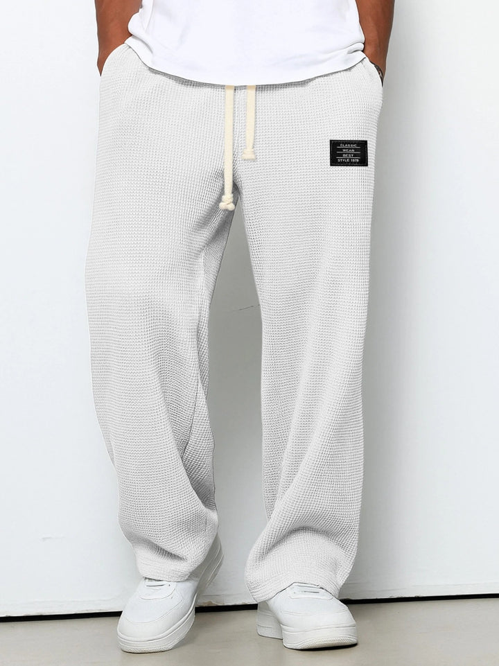 Herren nan lässige Waffelstrick Loungehose mit Kordelzug und geradem Schnitt Drune