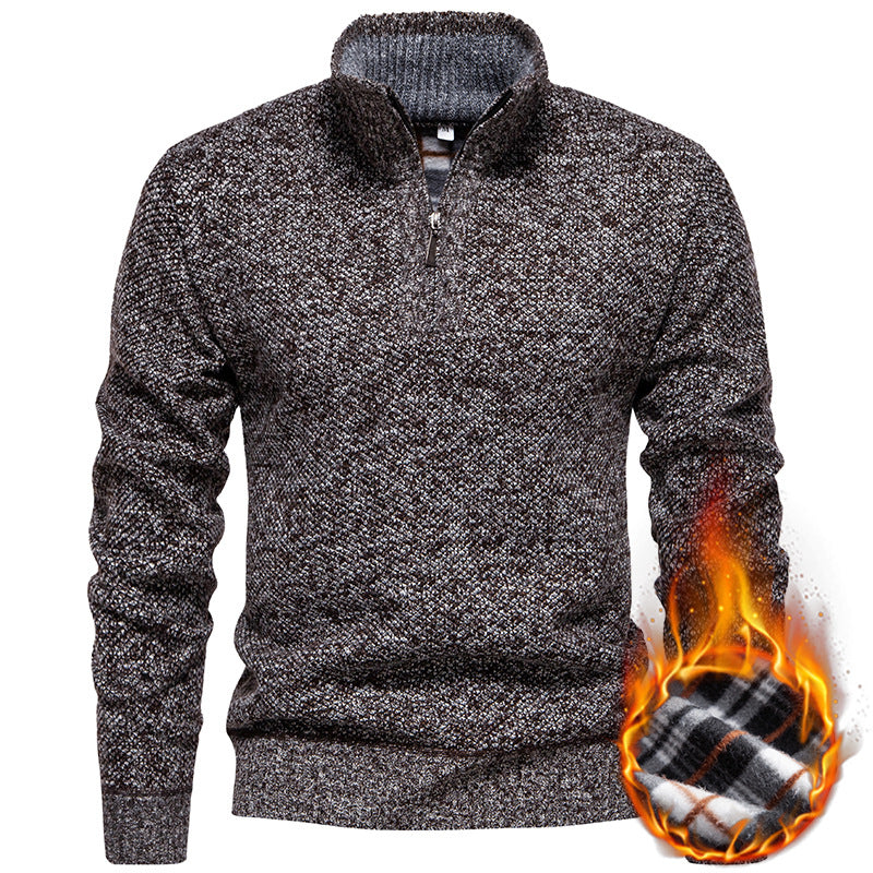 Herren Strickpullover mit halbem Reißverschluss und modischem Strukturdesign Drune