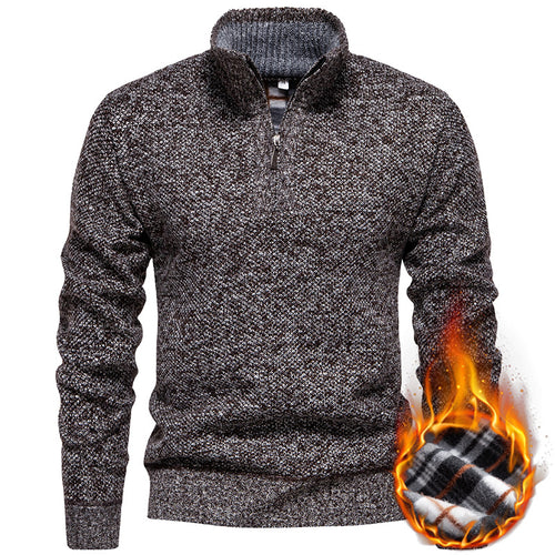 Herren Strickpullover mit halbem Reißverschluss und modischem Strukturdesign Drune
