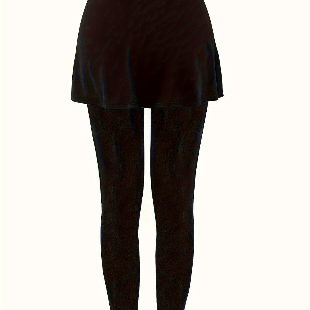 Damen Leggings mit rockähnlicher Einlage und hohem Bund Drune
