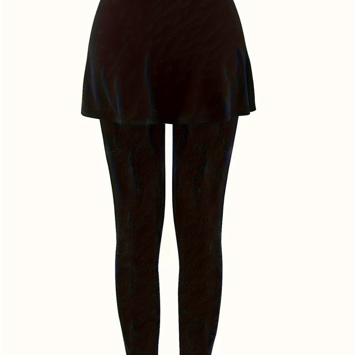 Damen Leggings mit rockähnlicher Einlage und hohem Bund Drune