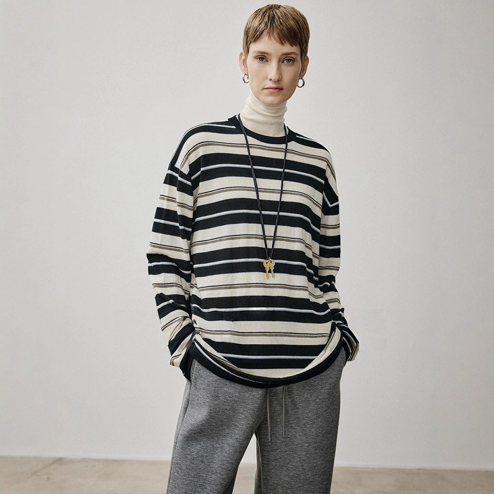 Damen Oversized Strickpullover mit zeitgemäßem Streifenmuster Drune