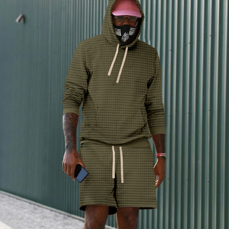Herren lässiger Kapuzenpullover und Shorts Set aus atmungsaktivem Material Drune