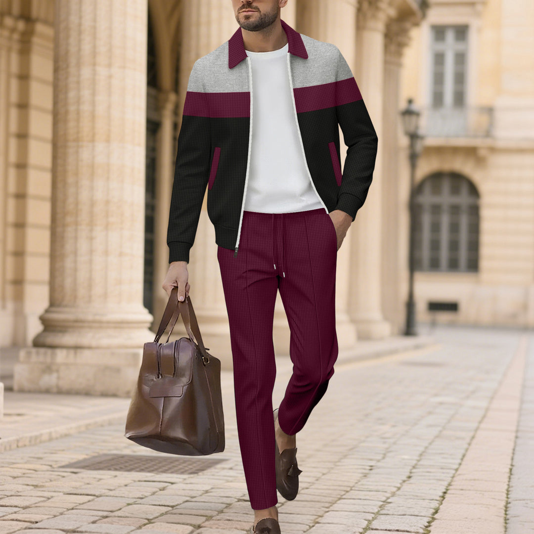Herren moderdne Freizeitjacke mit kontrastierendem Design und lässigen Chinohosen Drune