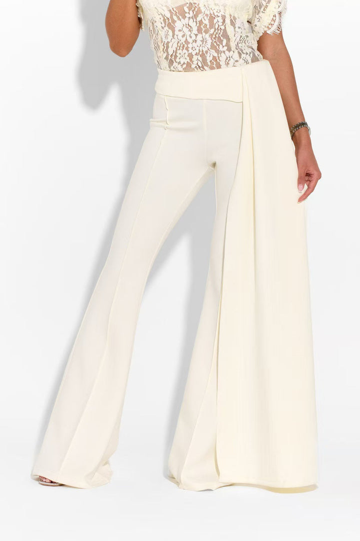 Damen Elegante Flared-Hose mit seitlichem Drapierungseffekt Drune
