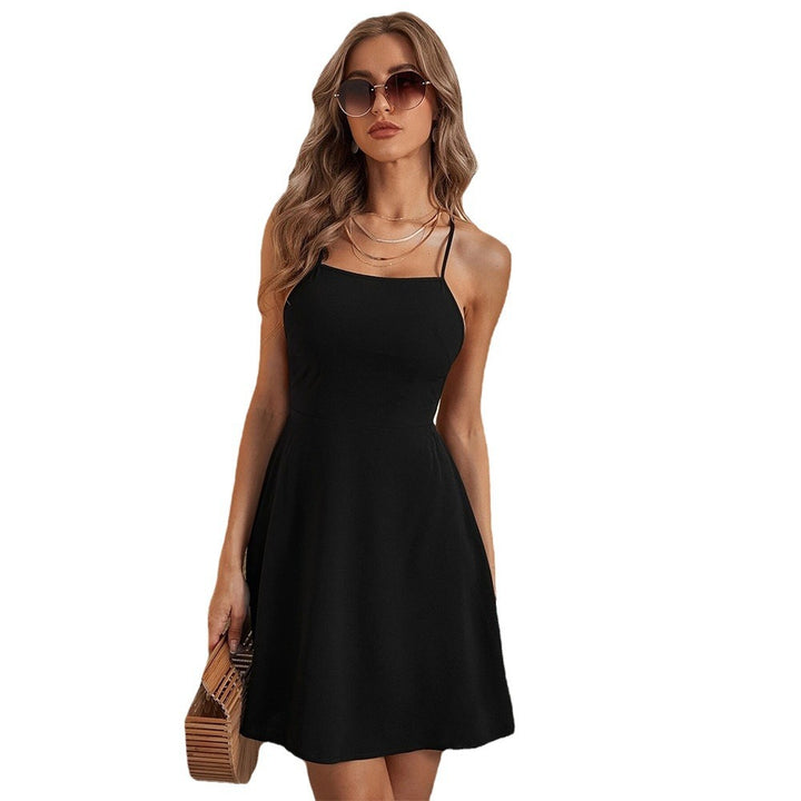 Damen Sommerliches A-Linien Kleid mit Spaghetti-Trägern Drune