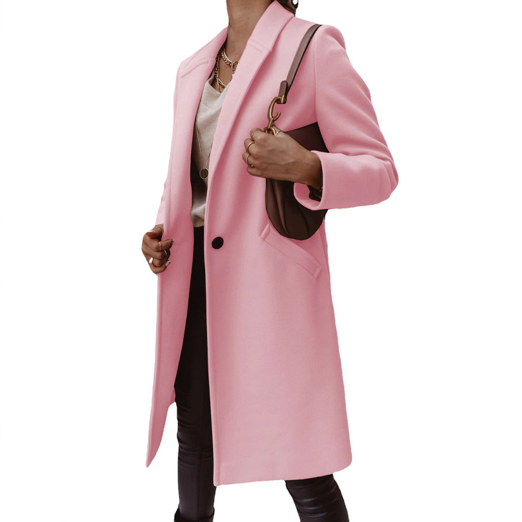 Damen eleganter Wollmantel mit eingrifftaschen und schmeichelndem Schnitt Drune