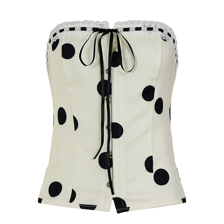 Damen Bandeau-Blusenshirt mit Rüschendetails und Knopfleiste Drune