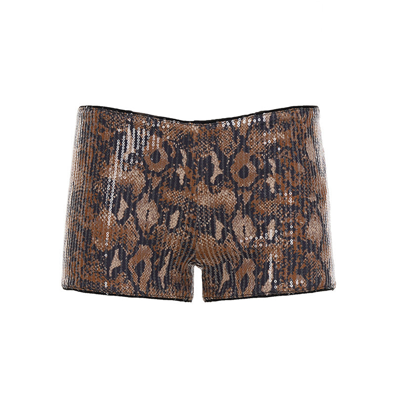 Damen Funkelndes Top und Shorts Set Drune