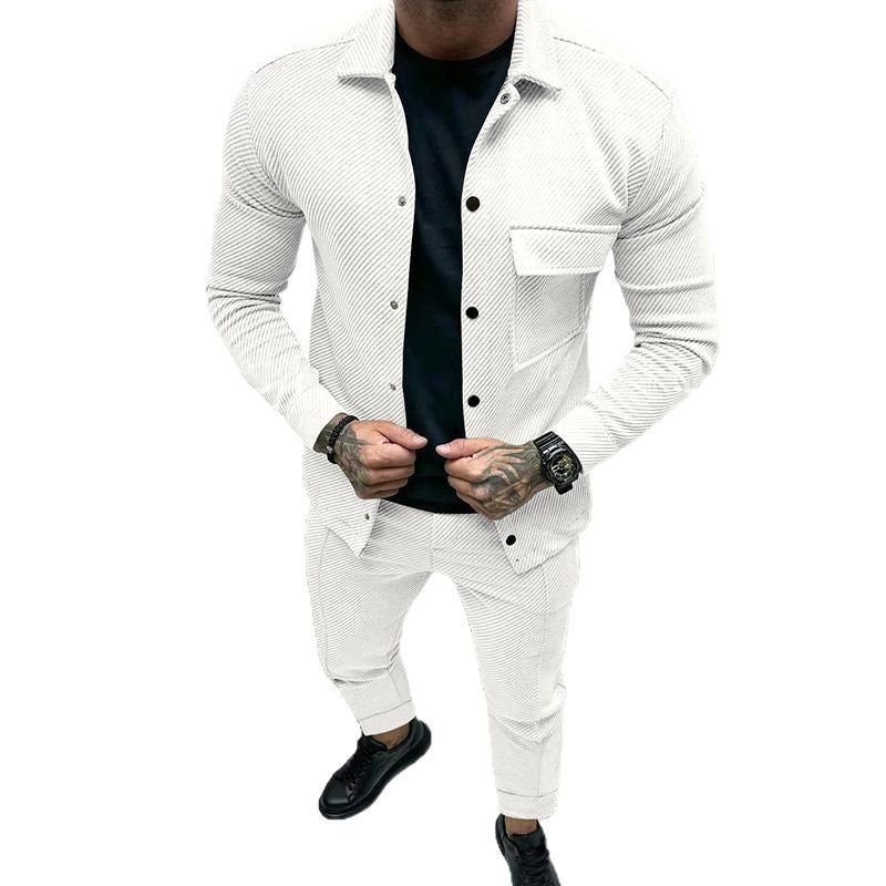 Herren elegantes Freizeitanzug mit modischem Streifenmuster Drune