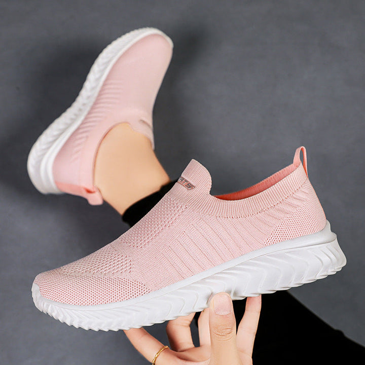 Damen Leichte Slip-On Freizeitschuhe mit atmungsaktivem Strickdesign Drune