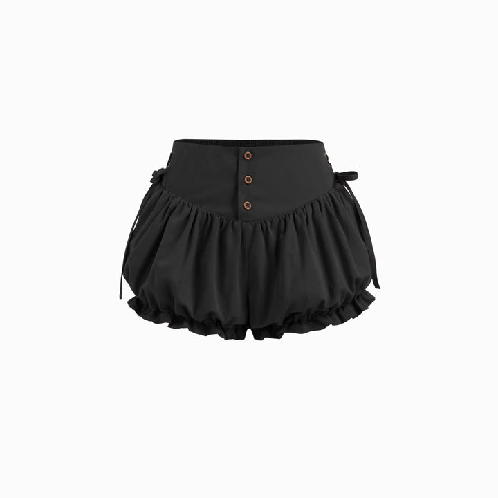 Damen modische Rüschen-Shorts mit hohen Bund und verstellbaren Kordeln Drune