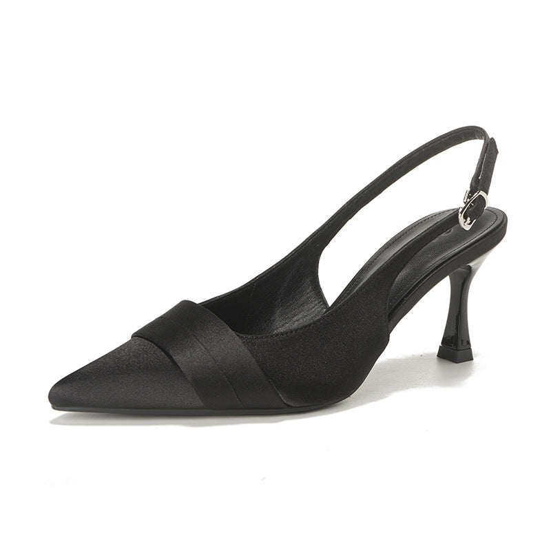 Damen Sling-Pumps mit Eleganter Satin-Oberfläche und Raffinierter Absatzhöhe Drune