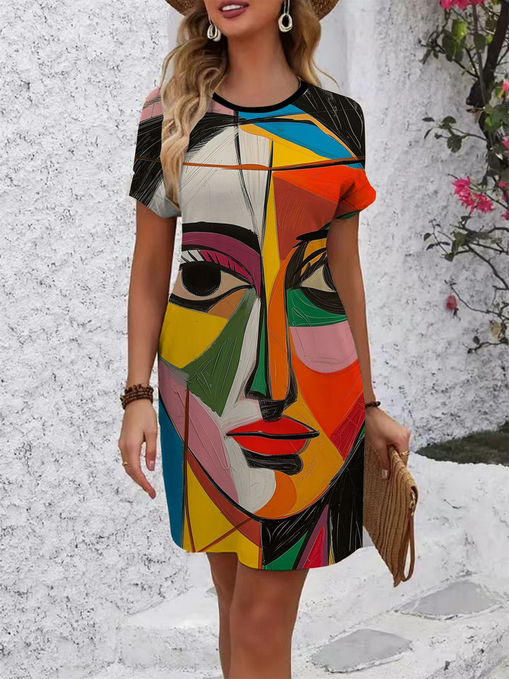 Damen T-Shirt Kleid mit floralem Design und bequemem Schnitt Drune