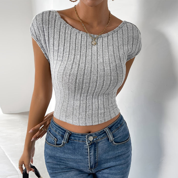 Damen figurbetontes Rippen-T-Shirt Drune