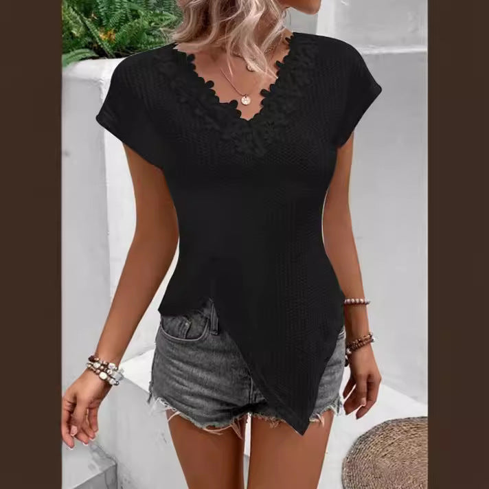 Damen modisches Oberteil mit floralem Detail Drune