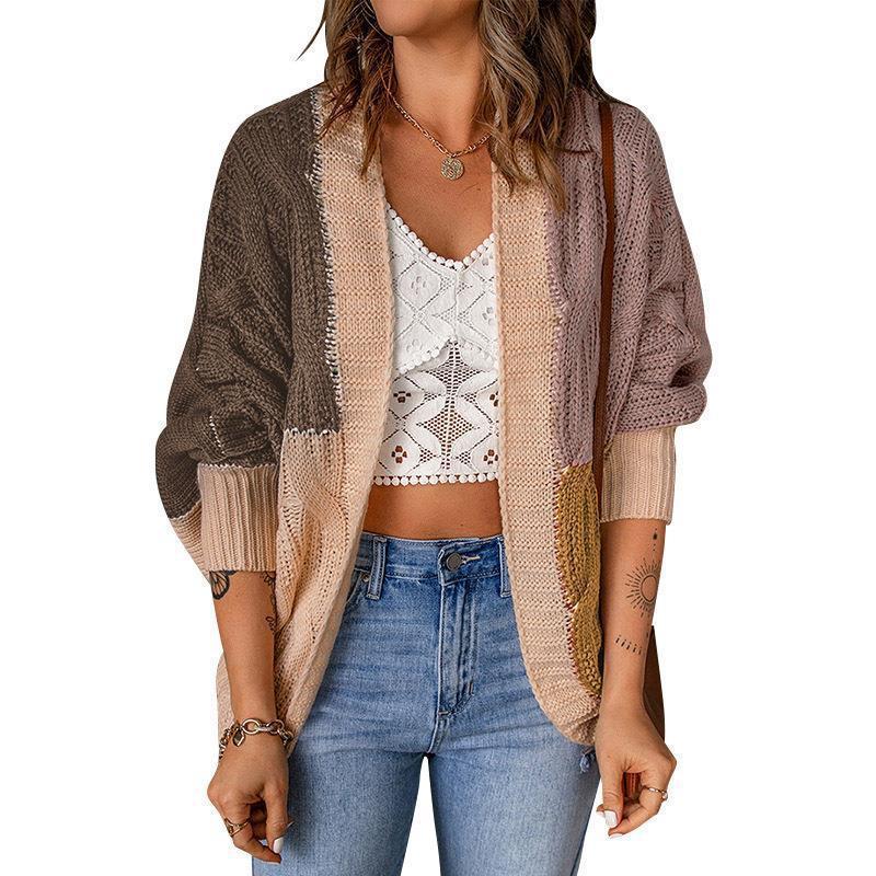Damen Stilvoller Strickcardigan mit lockerer Passform und Farbblockdesign Drune