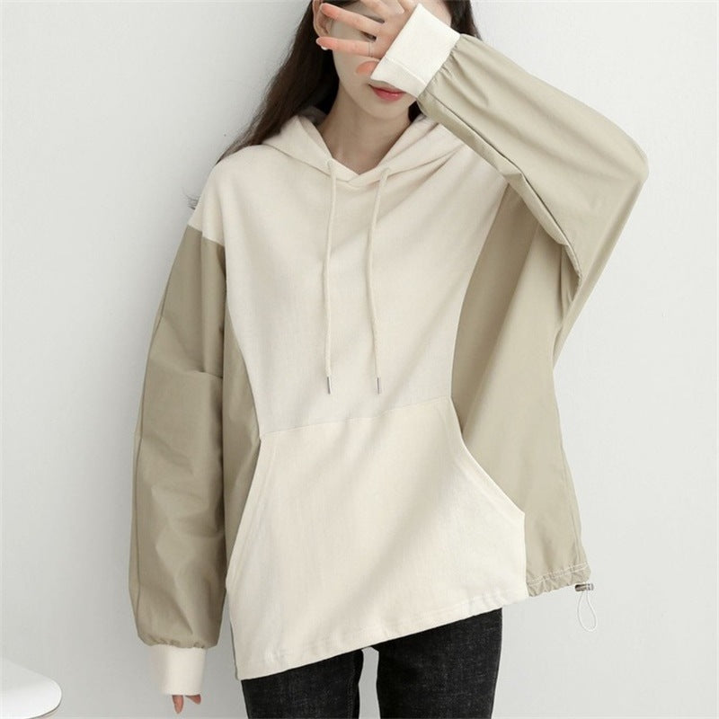 Damen Kapuzenpullover mit kontrastierenden Ärmeln und lässigem Schnitt Drune