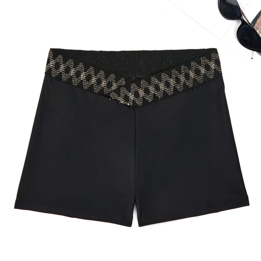 Damen hoch geschnittene Badeshorts mit dekorativem Taillenbund Drune