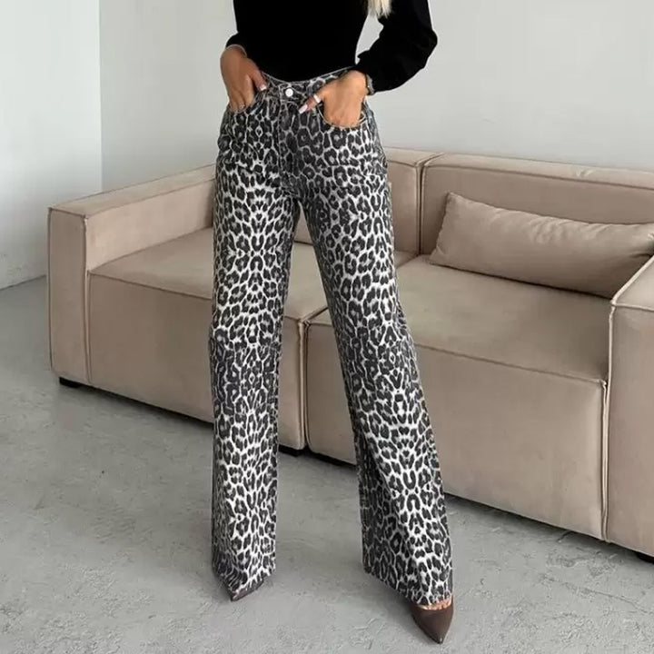 Damen Cargo-Jeans im Leopardenmuster mit hohem Taillenschnitt Drune