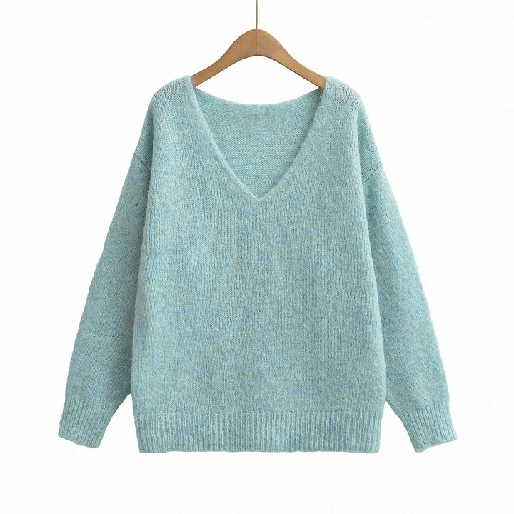 Damen Oversized V-Ausschnitt Pullover aus weichem Strick Drune