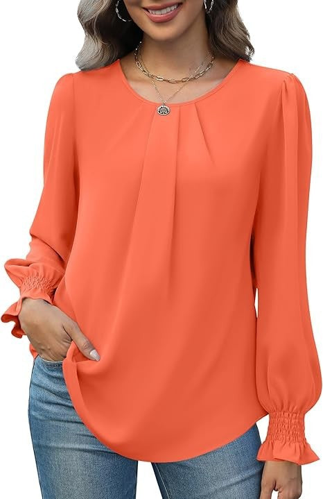 Damen elegante Bluse mit Puffärmeln Drune