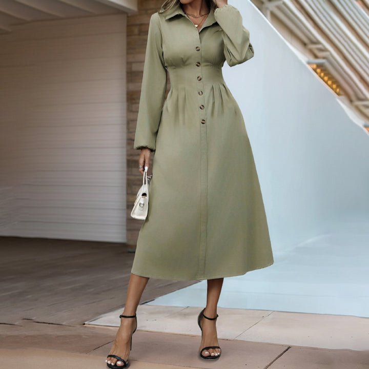 Damen Hemdblusenkleid mit Knopfdetails und taillierter Silhouette Drune