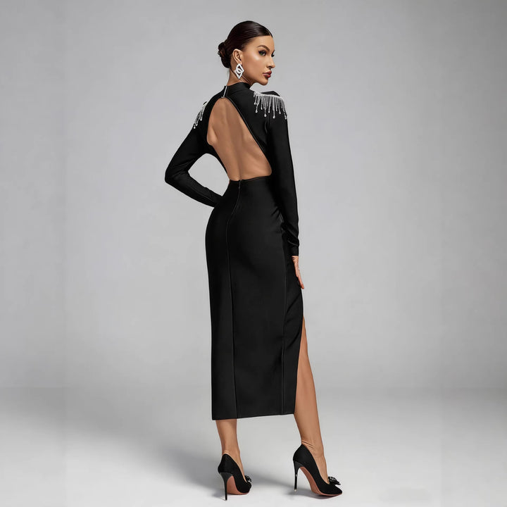 Damen Elegantes Abendkleid mit funkelnden Schulterdetails und figurbetontem Schnitt Drune