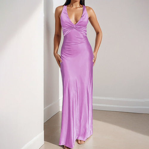 Damen elegantes Abendkleid mit tiefem V-Ausschnitt und figurbetontem Schnitt Drune