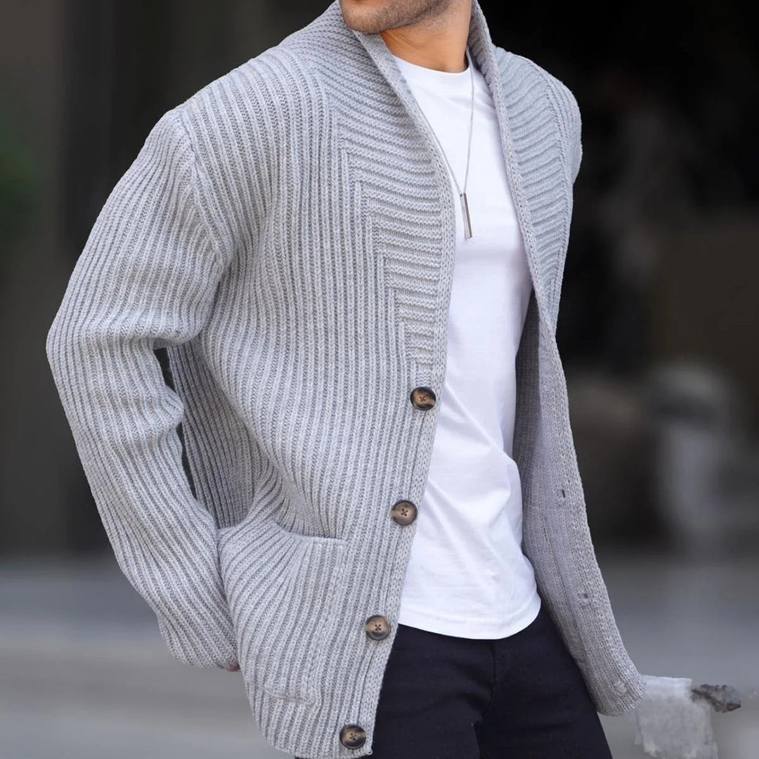 Herren Strickjacke mit tiefem Ausschnitt und knöpfen Drune