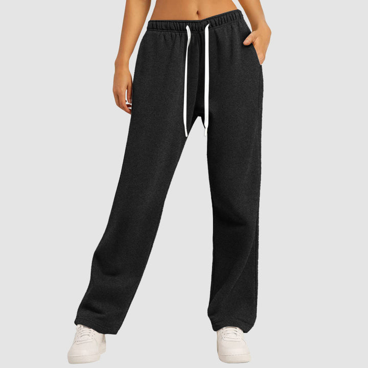 Damen nan lässige Loungehose mit geradem Bein extra langem Tunnelzug und tiefem Schritt Drune
