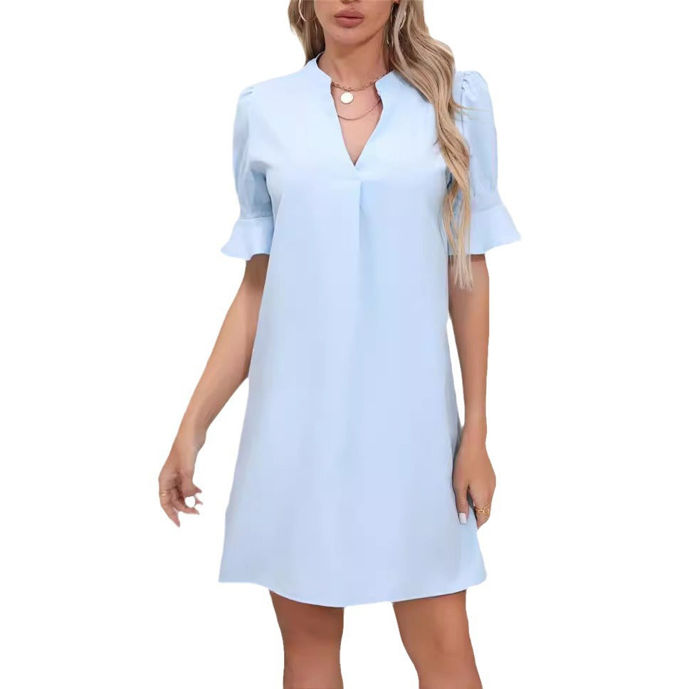 Damen stilvolles Kurzarm Kleid Drune