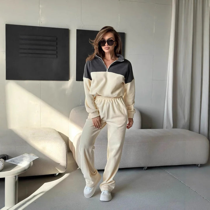 Damen Modisches Loungewear-Set mit Reißverschluss Drune