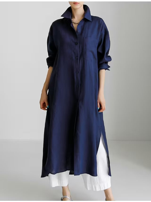 Damen Langarmhemdkleid Drune