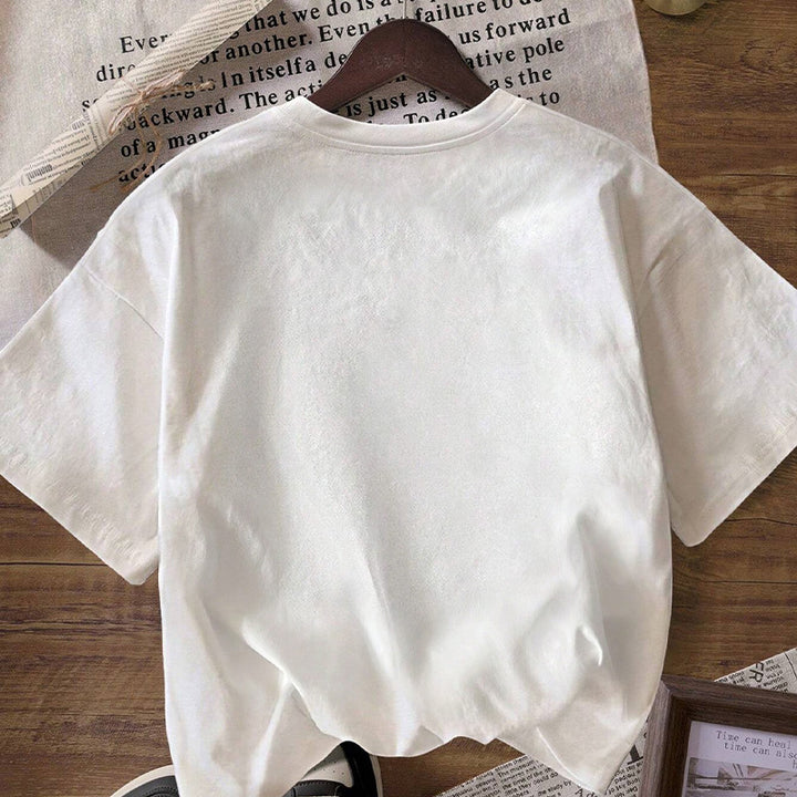 Damen lässiges Oversized T-Shirt aus hochwertiger Baumwolle mit Rundhalsausschnitt Drune