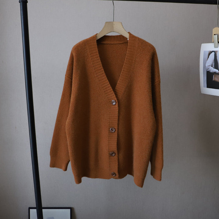 Drune | Cardigan - Damen Herbst Oversized Knopf-Cardigan mit Rippstrick
